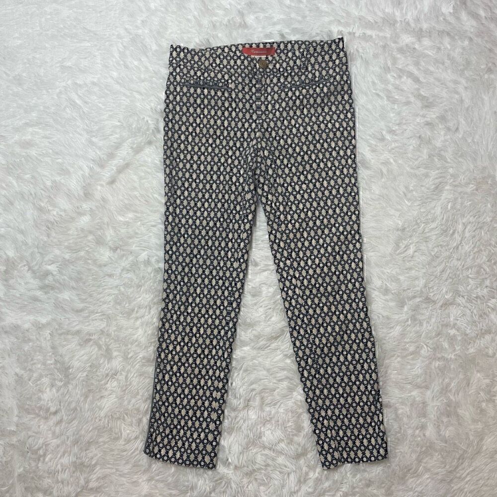 Anthropologie Cartonnier Crop Skinny Ankle Pants Women Size 2 XS Pattern